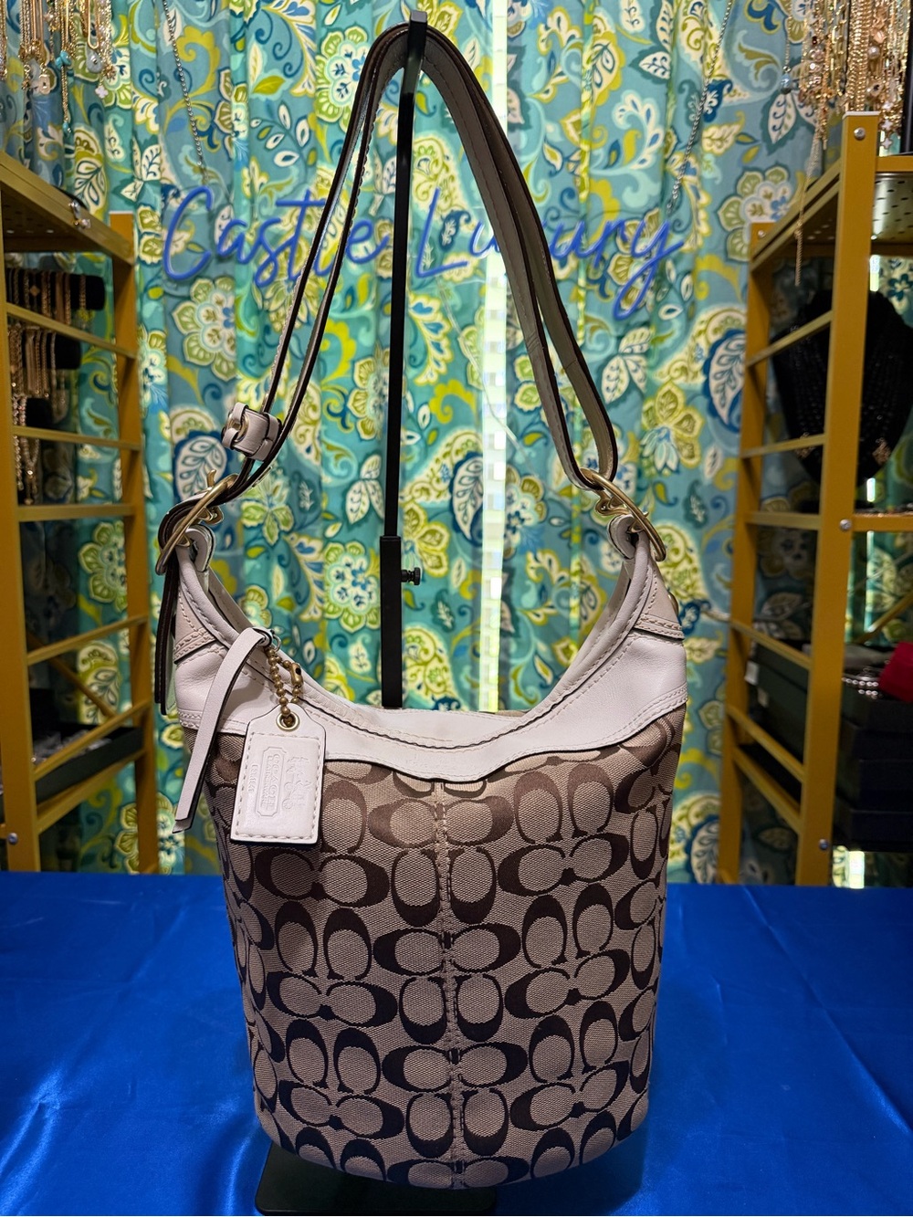 Coach Bleeker Canvas with Chalk Leather Trim and Gold Hardware